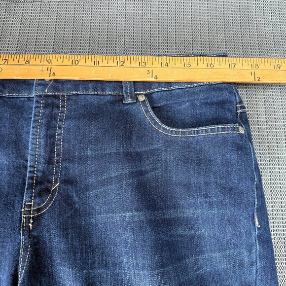 Nine West Womens Size 12/31Blue Dark Wash Denim Capri Jeans Cuffed Hem - Picture 4 of 9